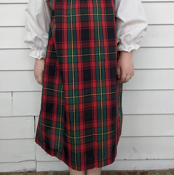 Vintage Girls Plaid Dress Green Red 60s 8 10 12 - Picture 5 of 5